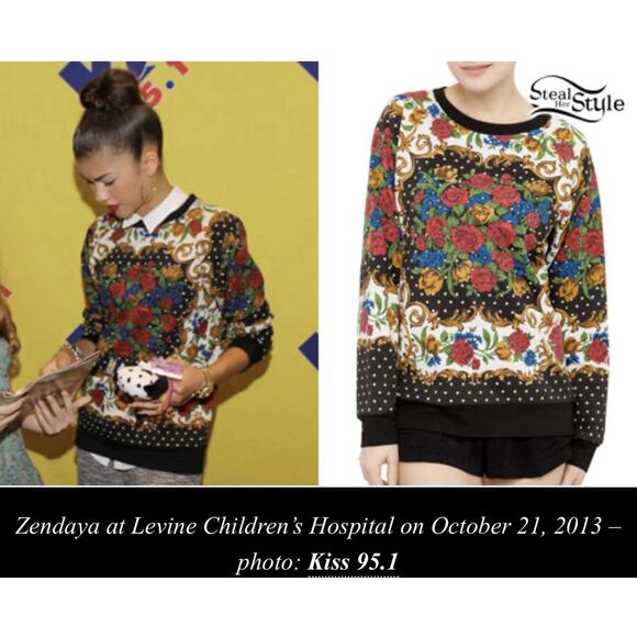 MINKPINK Boho Floral Baroque Sweatshirt Top S Soft Grunge Victorian Artsy Roses - Picture 1 of 5